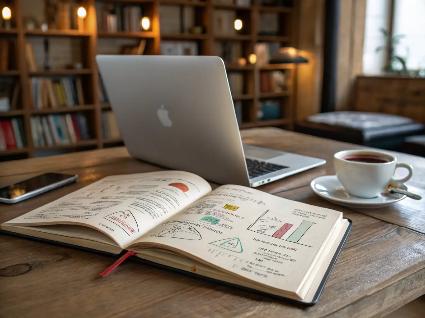 An image of a person reading an AI book with a cup of coffee, symbolizing focused learning and professional development.