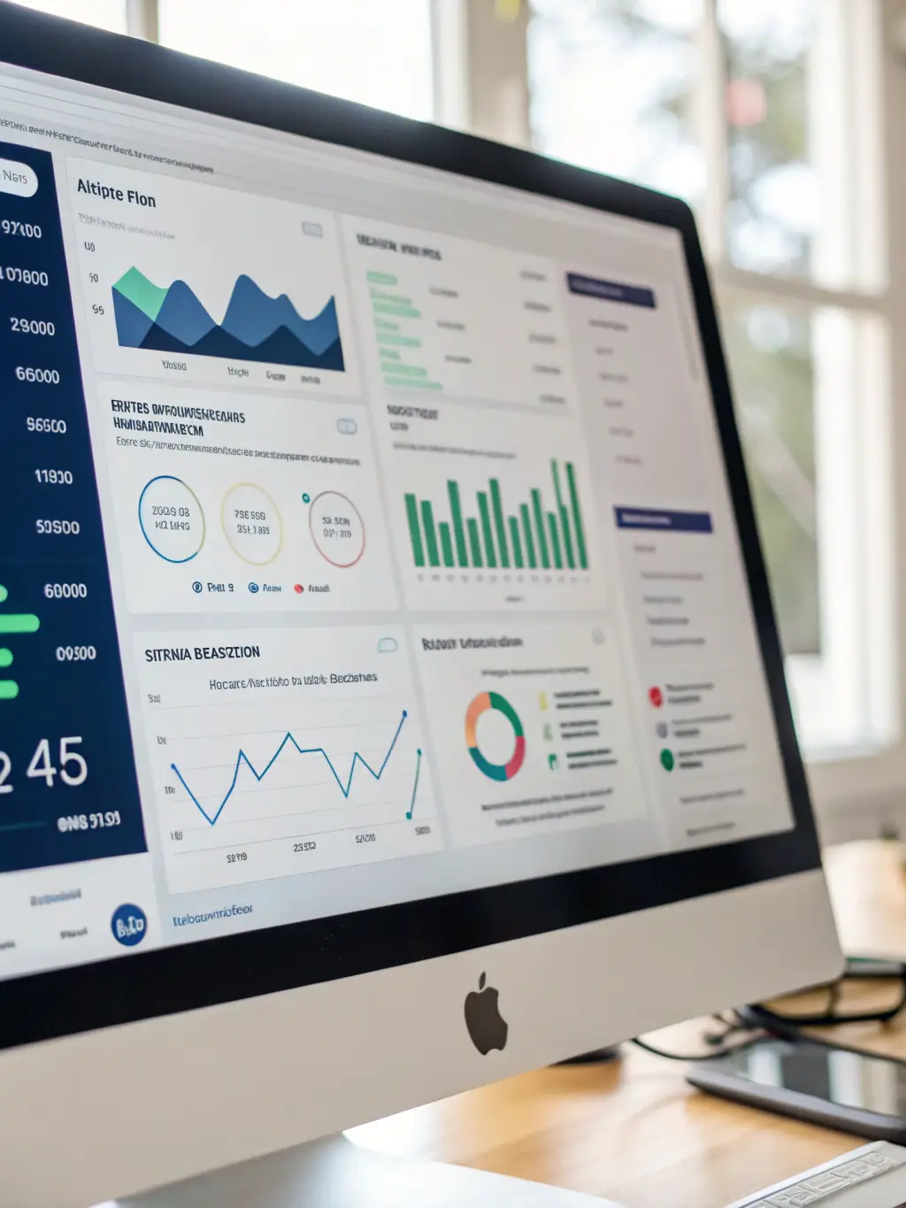 A professional, high-quality image depicting a user interface of an AI-powered CRM system, showcasing data analytics and customer relationship management features. The image should convey efficiency and technological advancement.