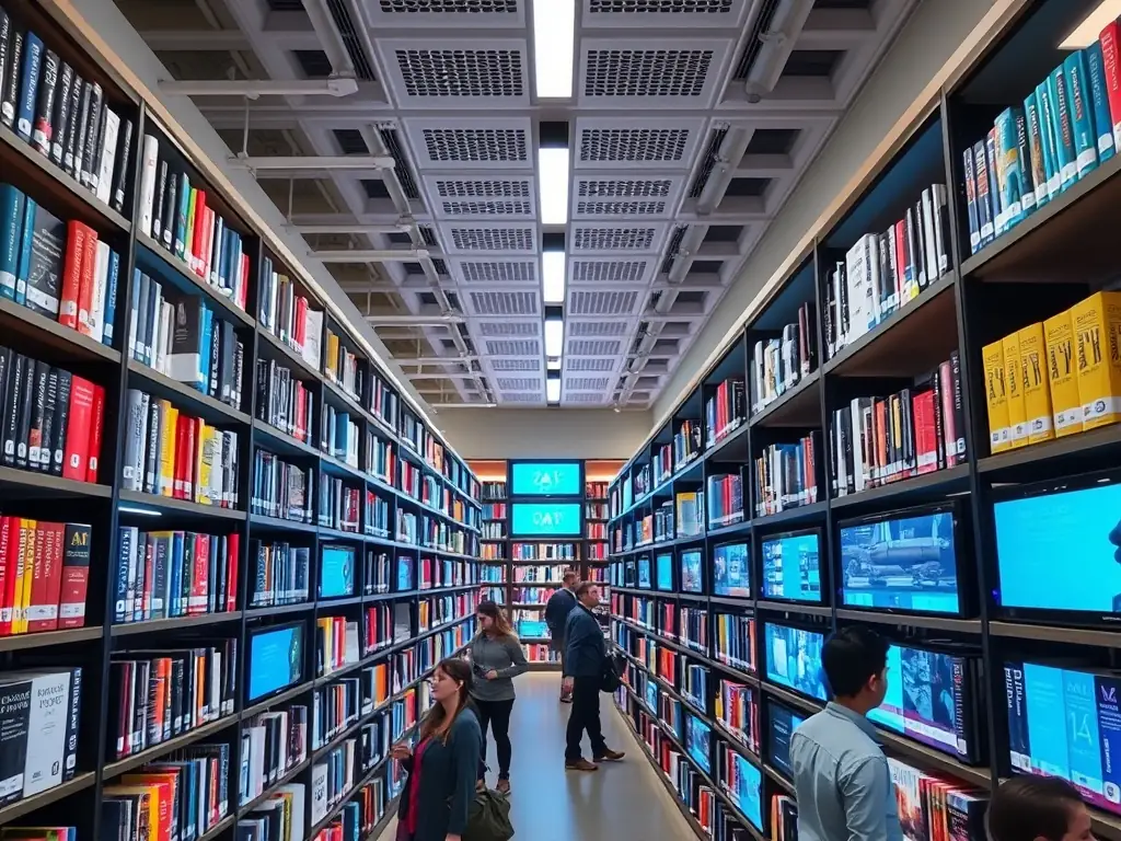 A clean and modern image of a bookshelf filled with various AI and machine learning books, highlighting the breadth of knowledge available through DOTT MEDIA's curated resources.